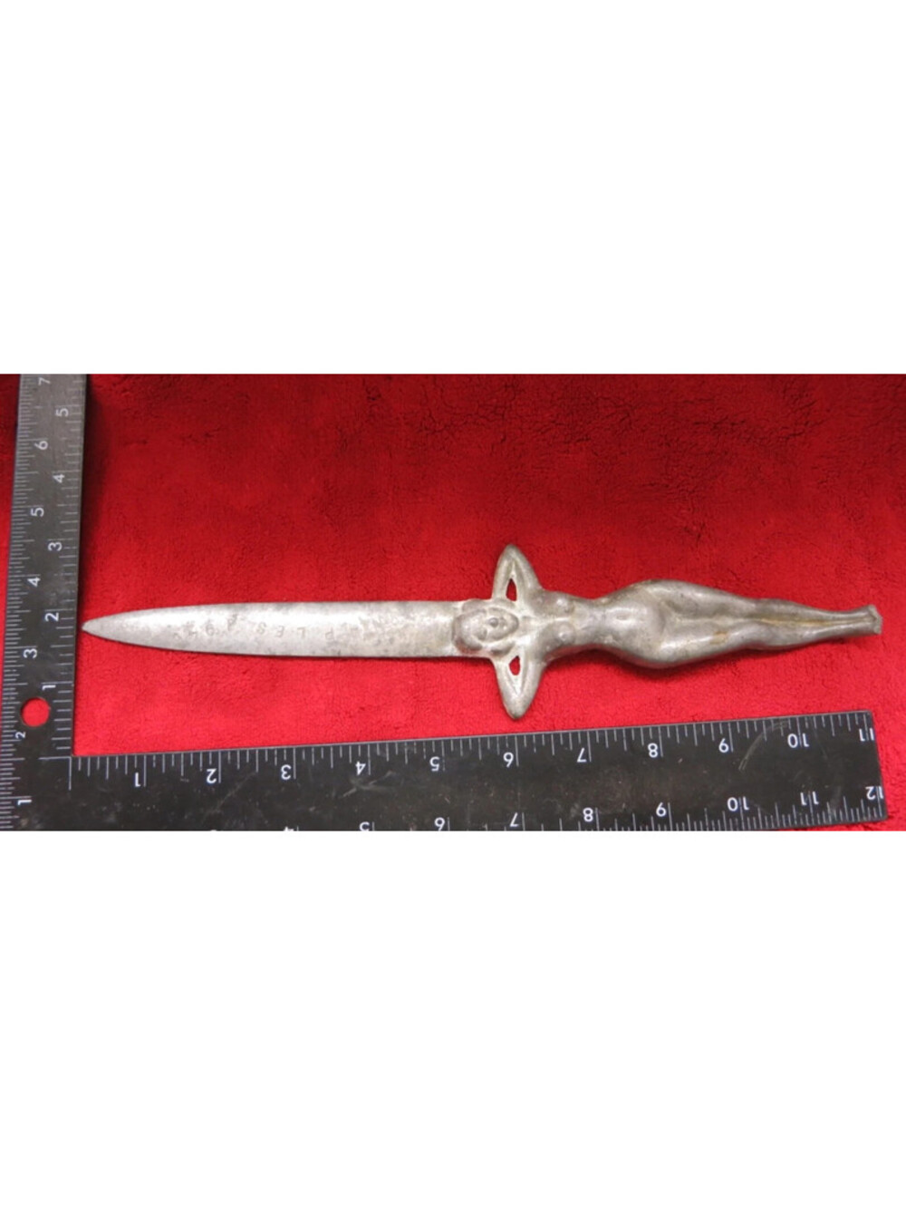 WWII 1945 Naples Aluminum Naked Lady Letter Opener